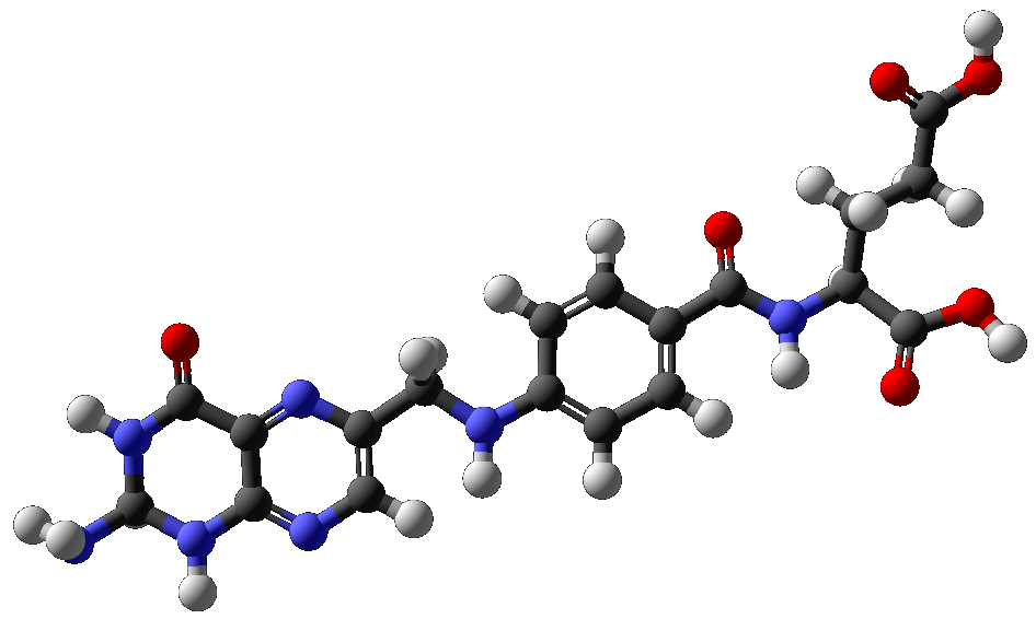 Ball-and-stick model of folic acid